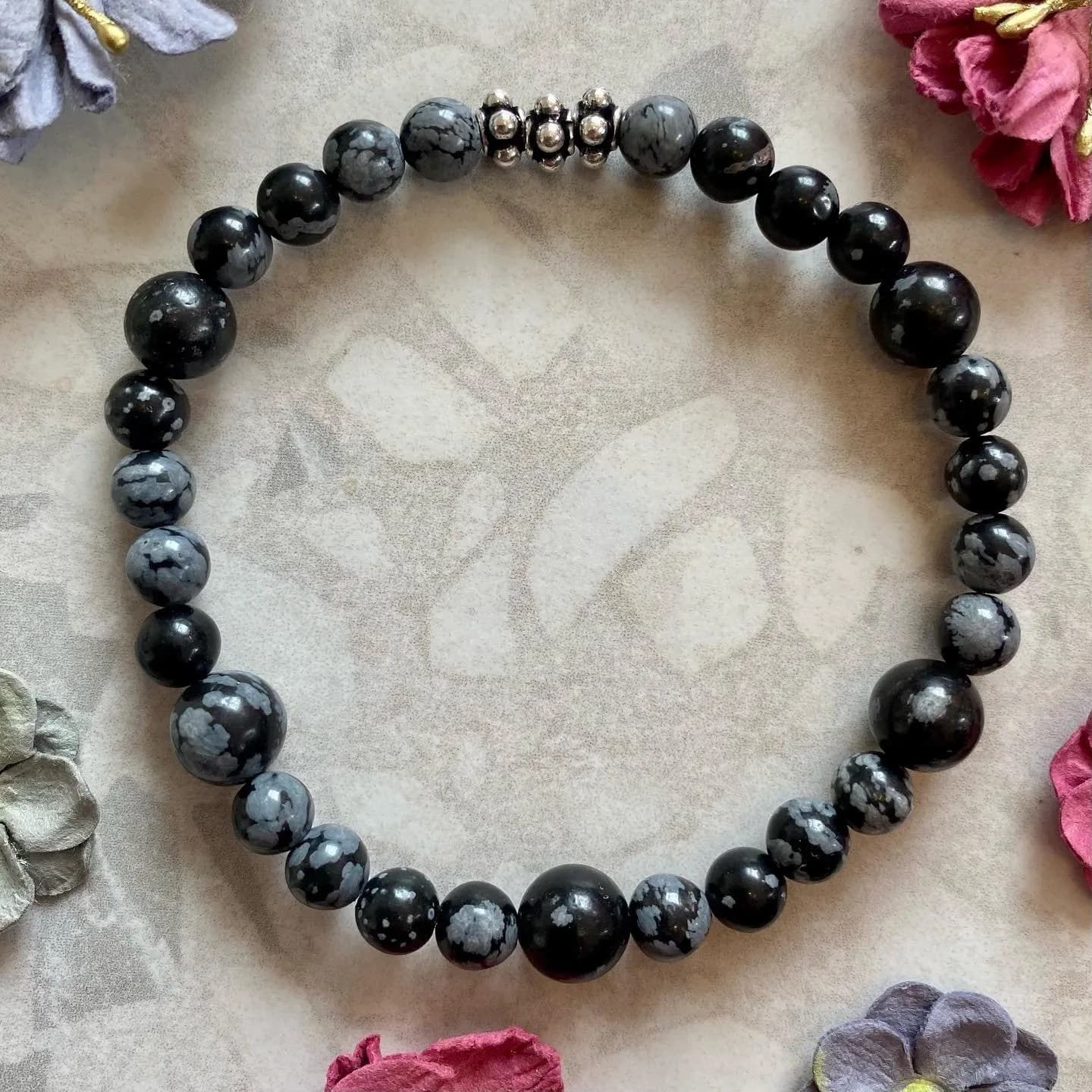 Snowflake obsidian clearance bracelet